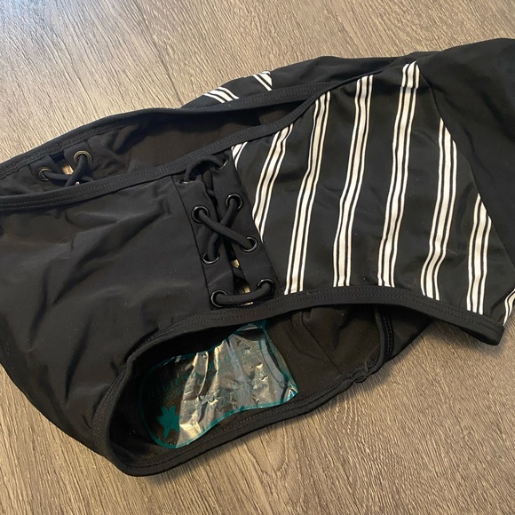 Lace up Black and White swim brief bottoms - Picture 3 of 5